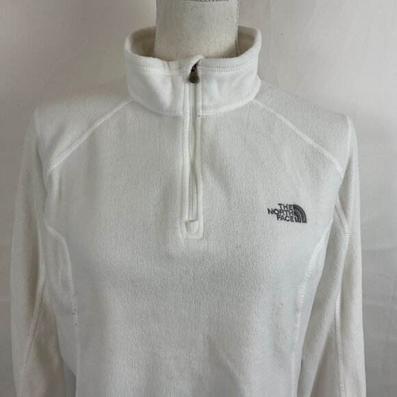 The North Face Fleece Pullover Women's L White Long Sleeve Quarter Zip - Picture 3 of 13